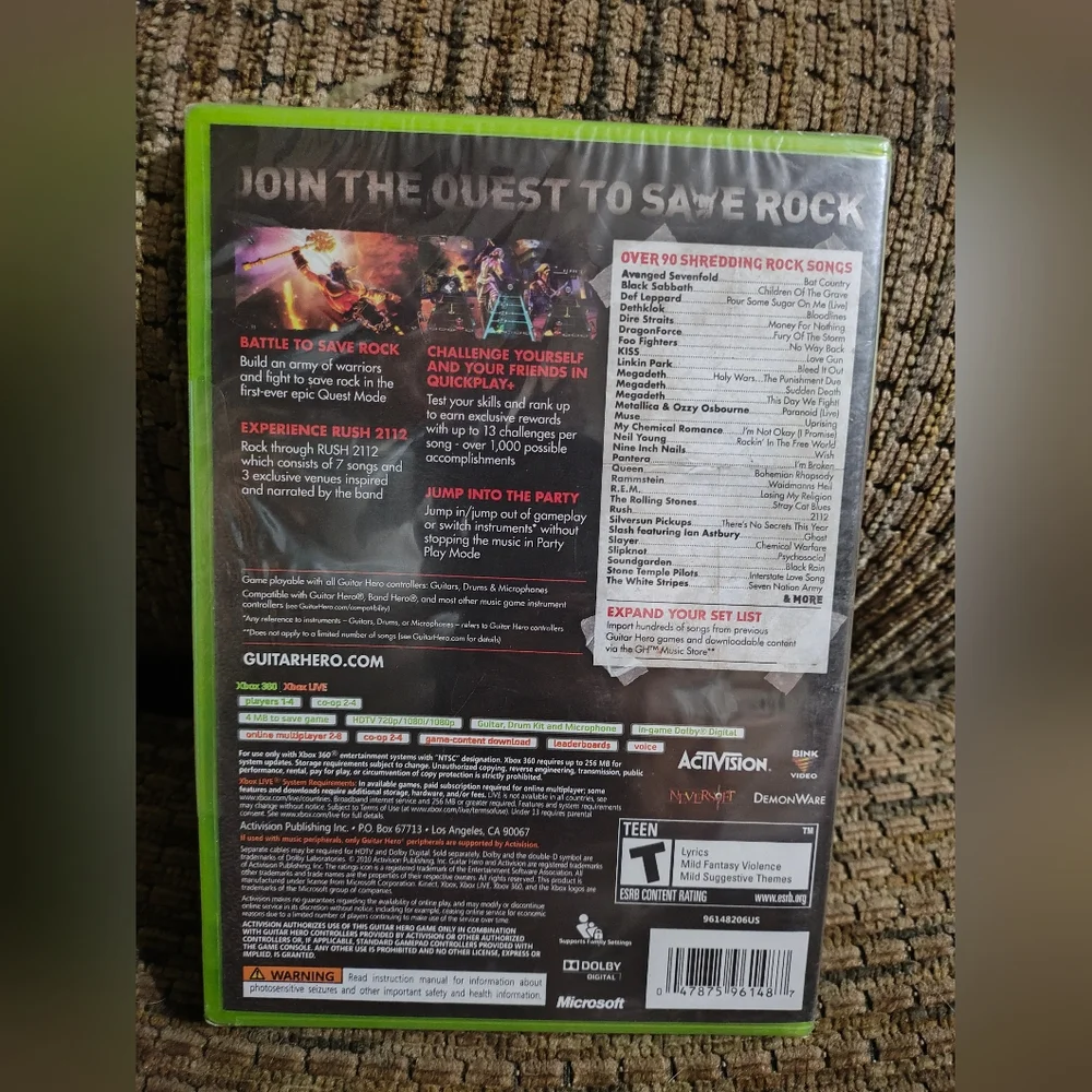 Guitar Hero: Warriors of Rock (Microsoft Xbox 360, 2010)
